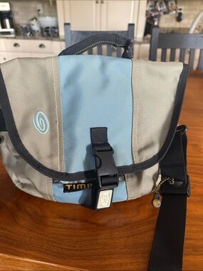 Timbuk2 Light Blue and Grey Messenger Bag with Black Trim